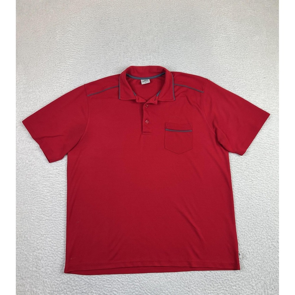 Alo Polo Shirt Mens XL Red CoolFit Performance Chest Pocket Contrast Piping
